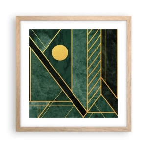 Pôster com moldura de carvalho claro - A dinâmica do ouro e do azul - 40x40 cm