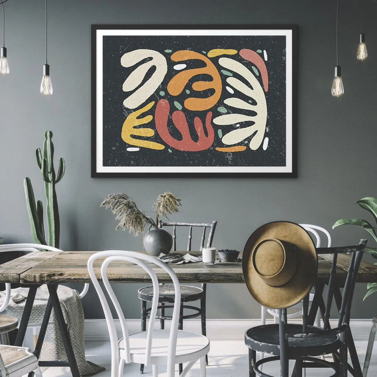 Pôster com moldura preta - Composição – estou prestes a pegar-te - 50x40 cm