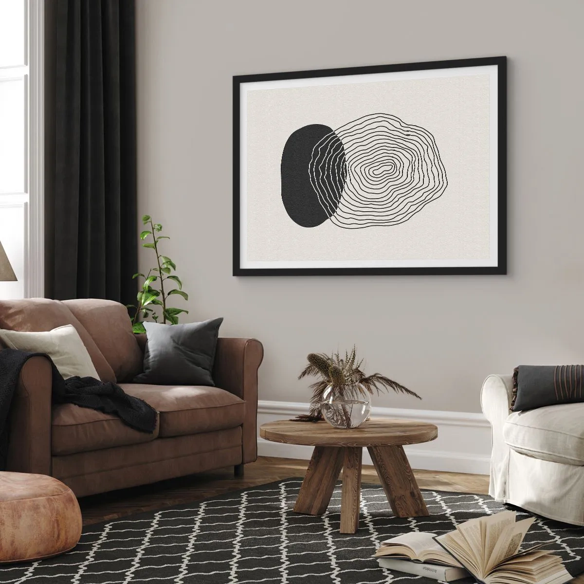 Pôster com moldura preta - Duração e vibração - 100x70 cm
