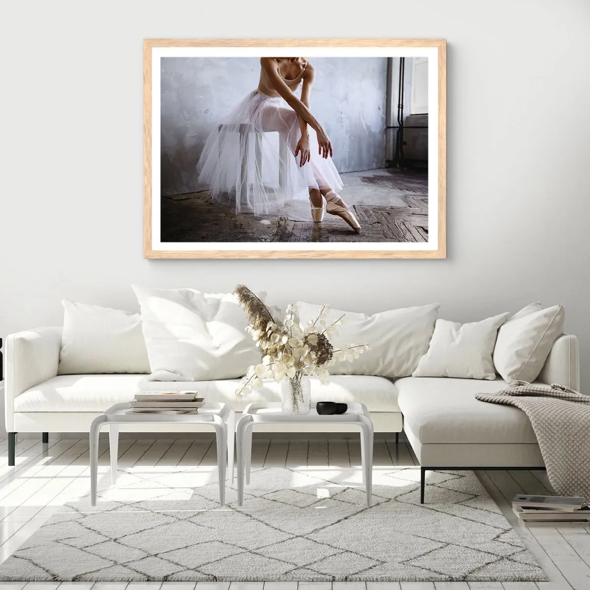 Pôster com moldura de carvalho claro - Antes das luzes da ribalta ascenderem - 100x70 cm