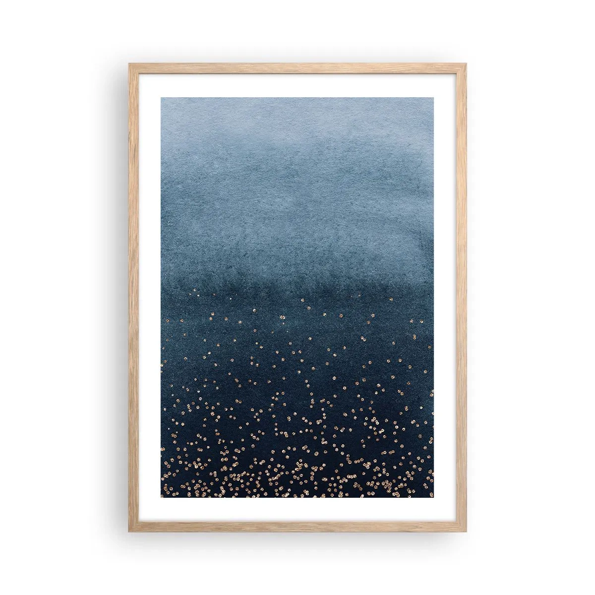 Pôster com moldura de carvalho claro - Composição – fases azuis - 50x70 cm