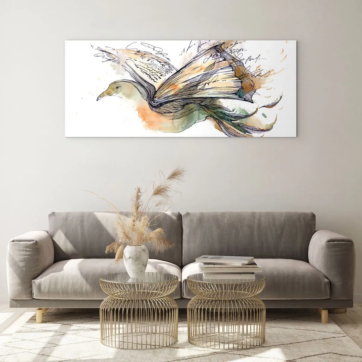 Quadro em vidro - Nas asas da poesia - 100x40 cm