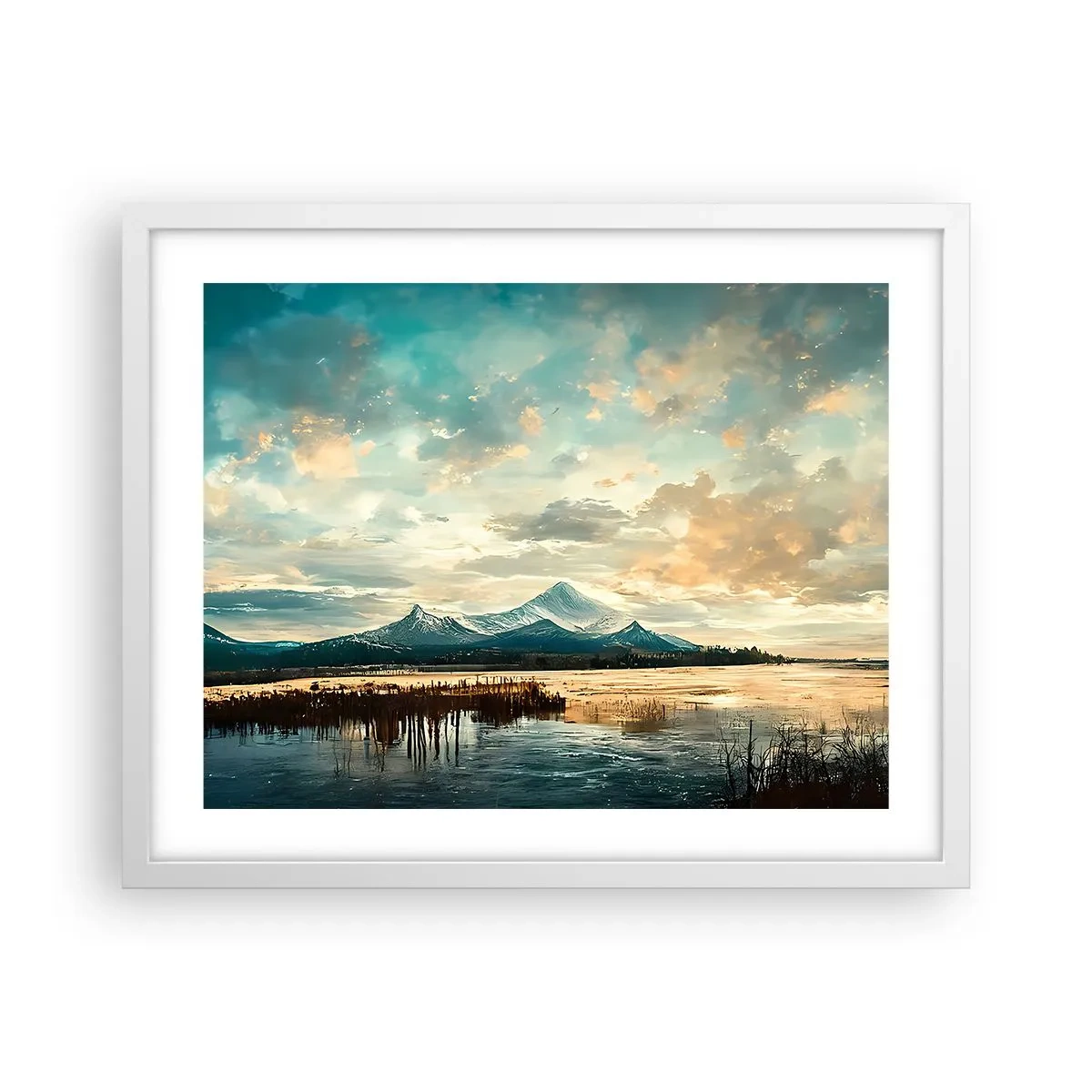 Pôster em moldura branca - Sob a proteção do céu - 50x40 cm