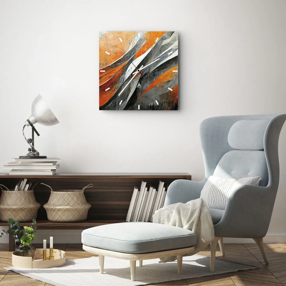 Relógio de parede - Relógio em vidro - Calor e frio - 40x40 cm