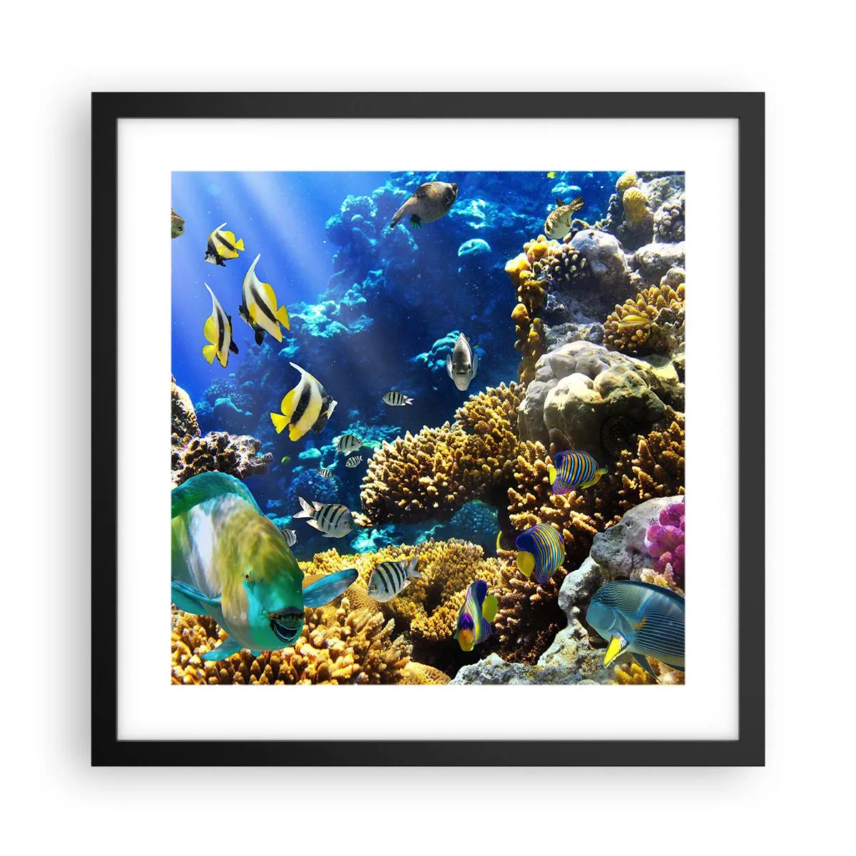 Pôster com moldura preta - Tráfego intenso no percurso de férias - 40x40 cm