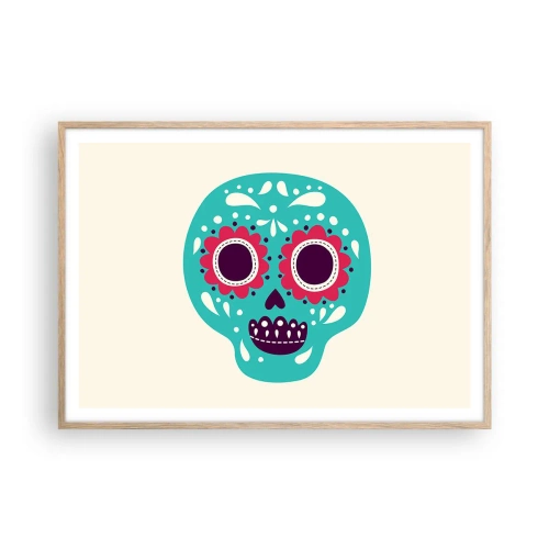 Pôster com moldura de carvalho claro - Vida – diversão até a morte - 100x70 cm