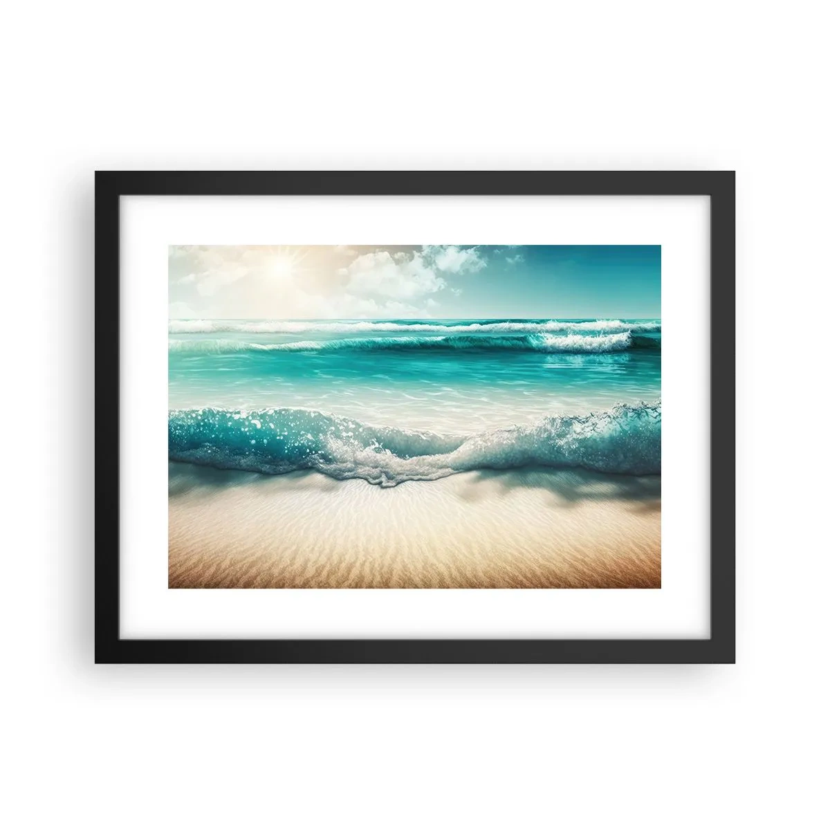 Pôster com moldura preta - A paz do oceano - 40x30 cm