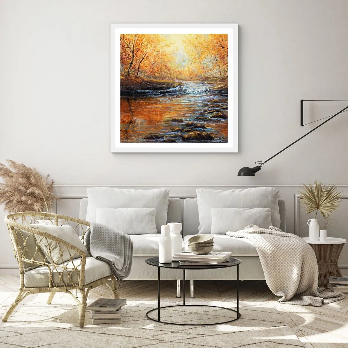 Pôster em moldura branca - Riacho Dourado - 40x40 cm