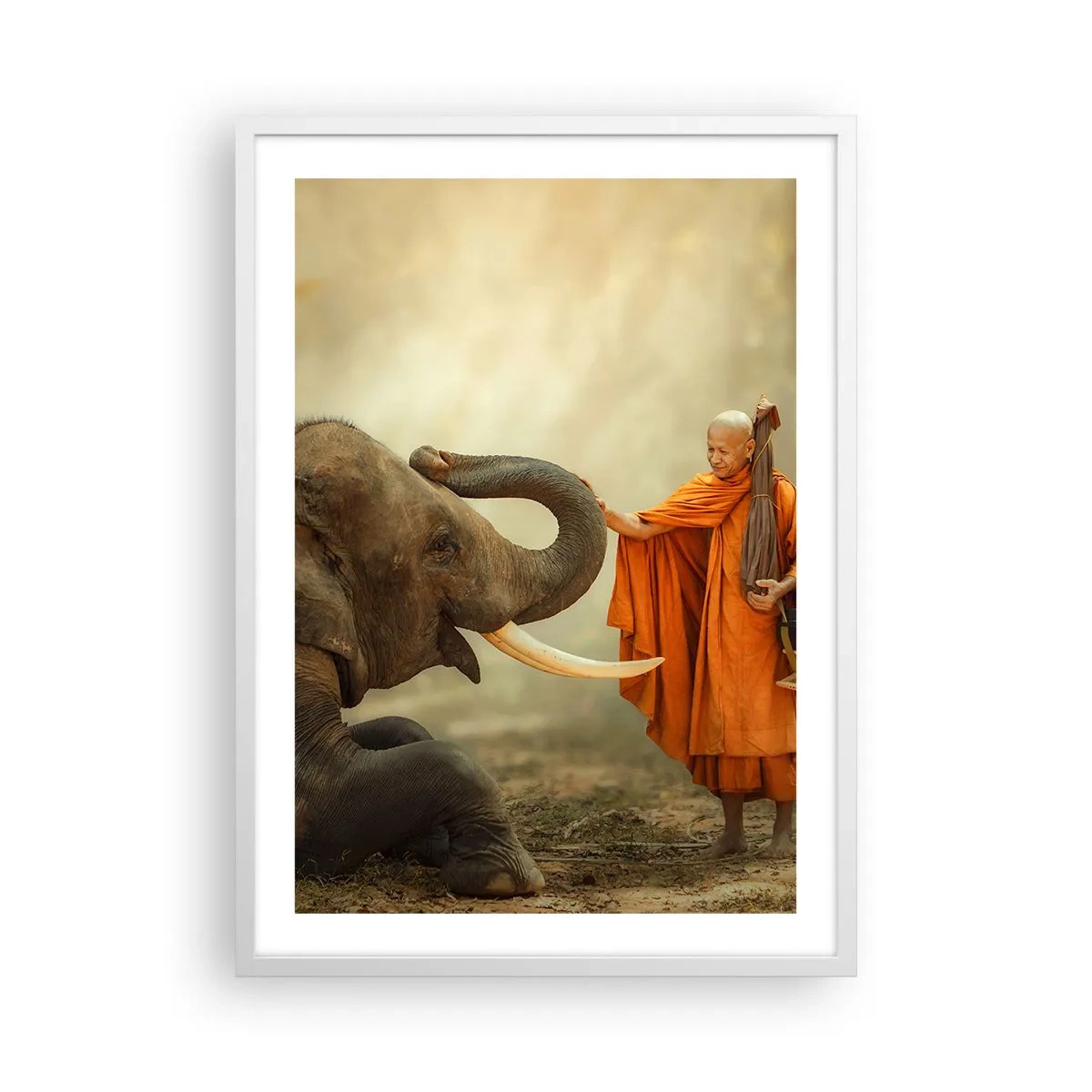 Pôster em moldura branca - Encontro na viagem - 50x70 cm