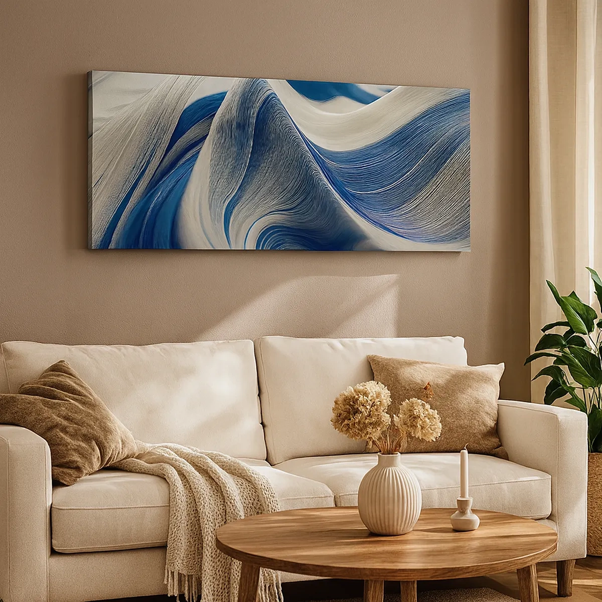 Quadro em tela - A fluidez do azul e do branco - 30x30 cm