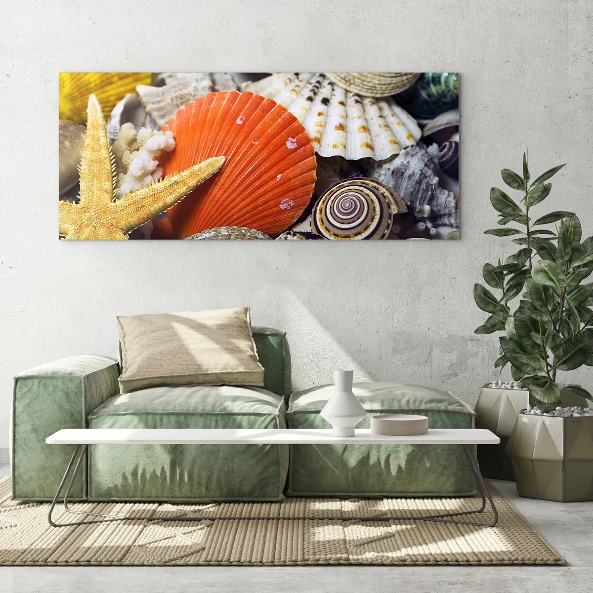 Quadro em vidro - Tesouros do oceano - 100x40 cm