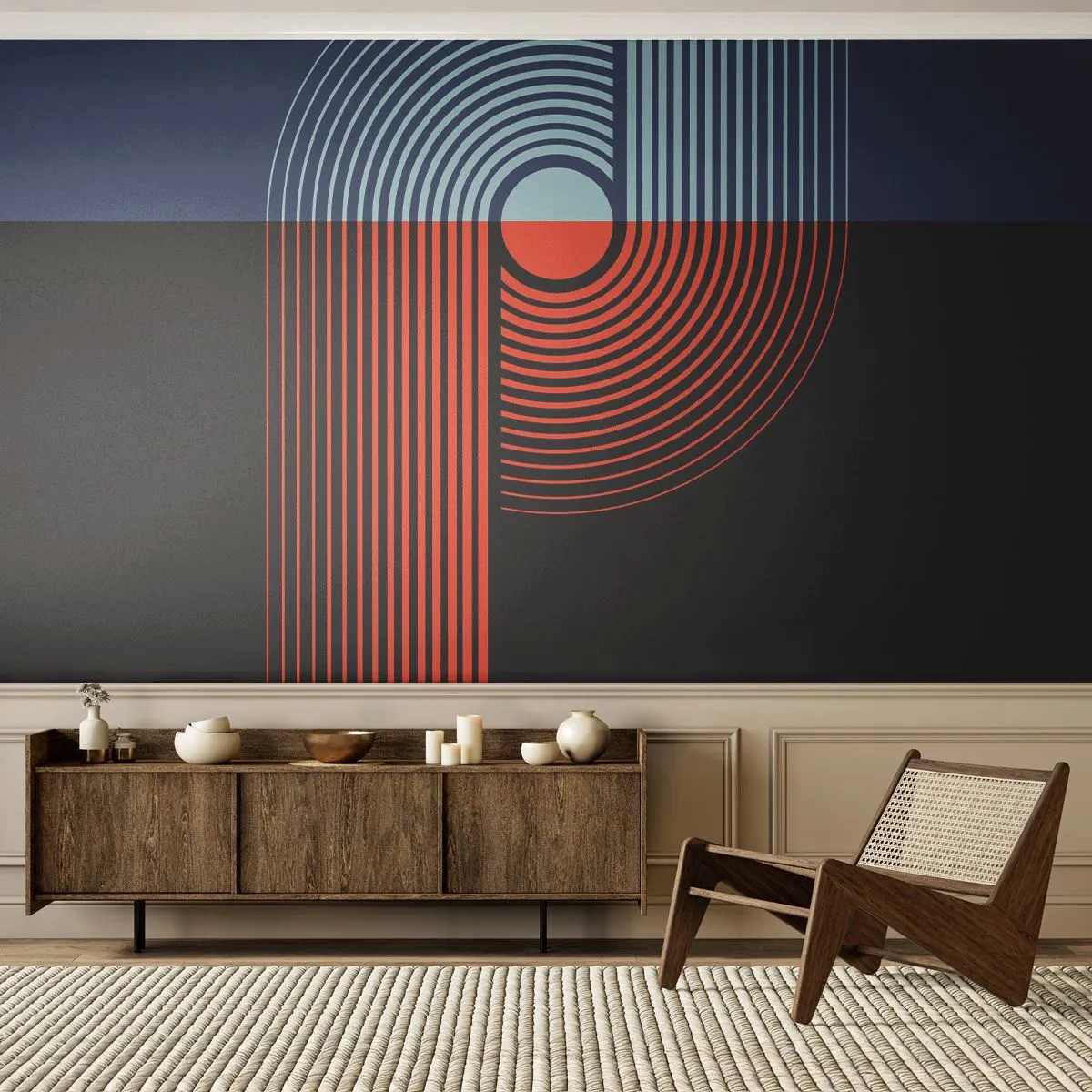 Papel de parede personalizado Premium Canvas - Num abraço geométrico - Abstração, Gráficos, Linear