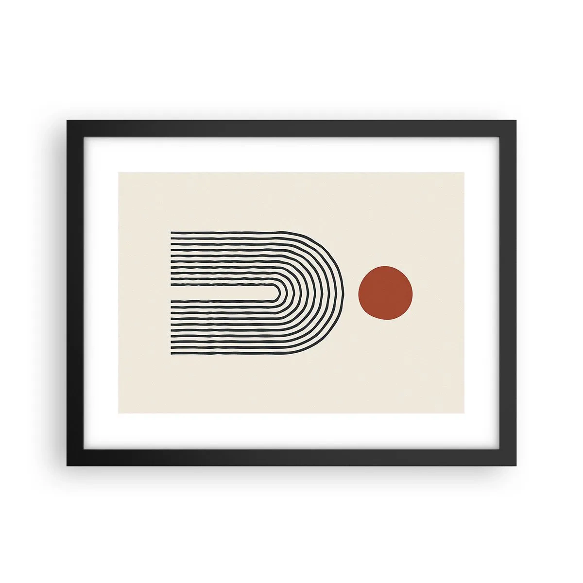 Pôster com moldura preta - Magnetismo de formas e cores - 40x30 cm