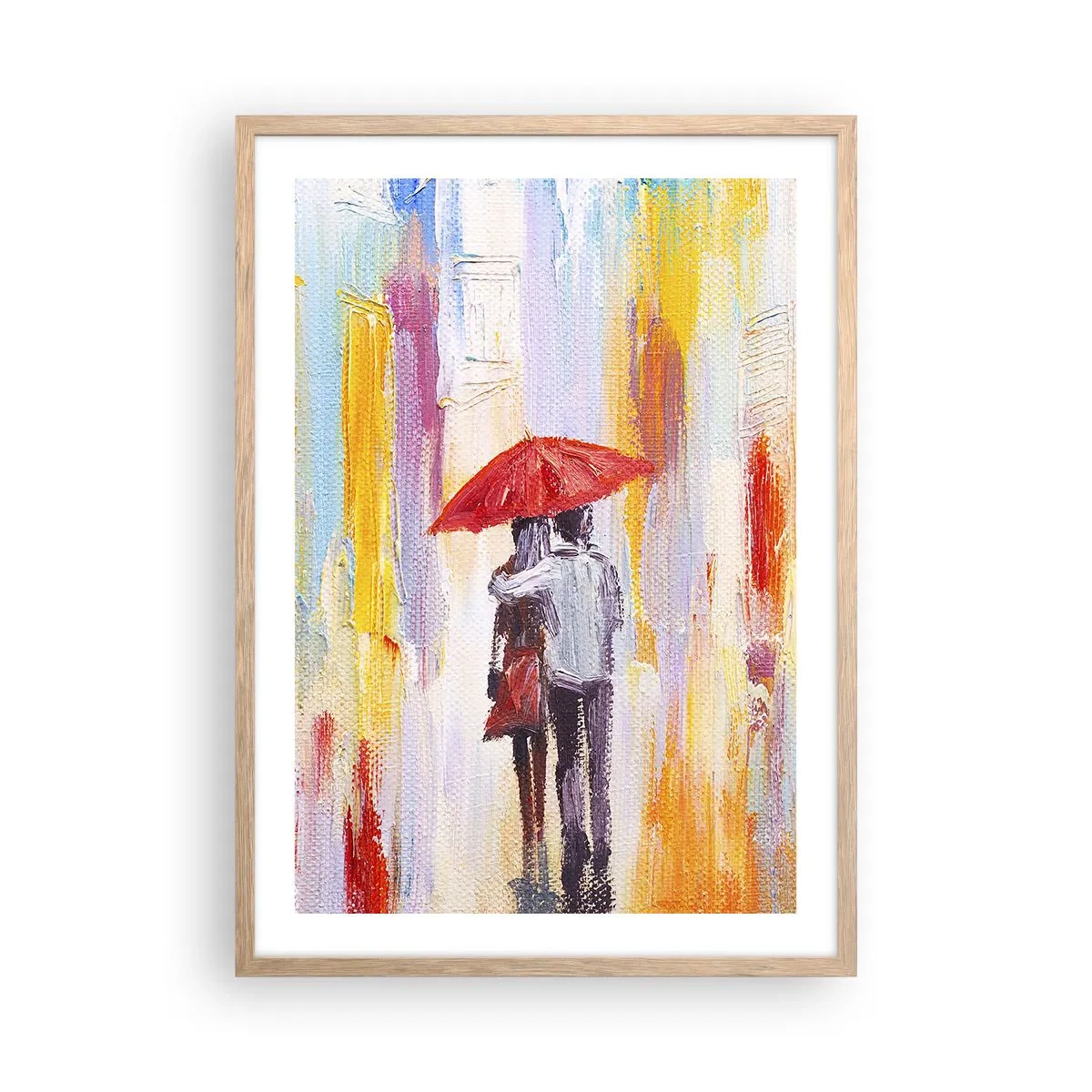 Pôster com moldura de carvalho claro - Que continue a chover - 50x70 cm