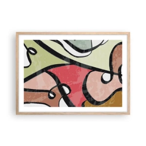 Pôster com moldura de carvalho claro - Piruetas entre cores - 70x50 cm