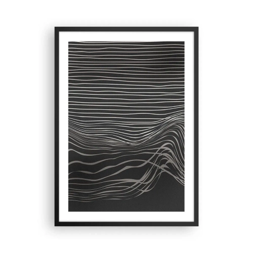 Pôster com moldura preta - Composição abstrata com linhas em fundo preto - 50x70cm - Ritmo e sotaque - Decoração de parede moderna para a sala de estar e quarto ARTTOR