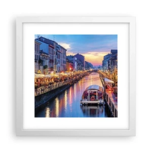 Pôster em moldura branca - Uma noite de luz e diversão - 30x30 cm