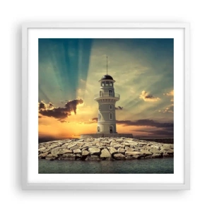 Pôster em moldura branca - Luz - Bondade - Beleza - 50x50 cm