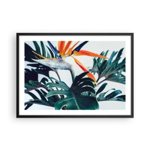 Pôster com moldura preta - Arbusto de passarinho - 70x50 cm