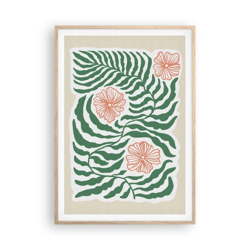 Pôster com moldura de carvalho claro - Florescendo em verde - 70x100 cm