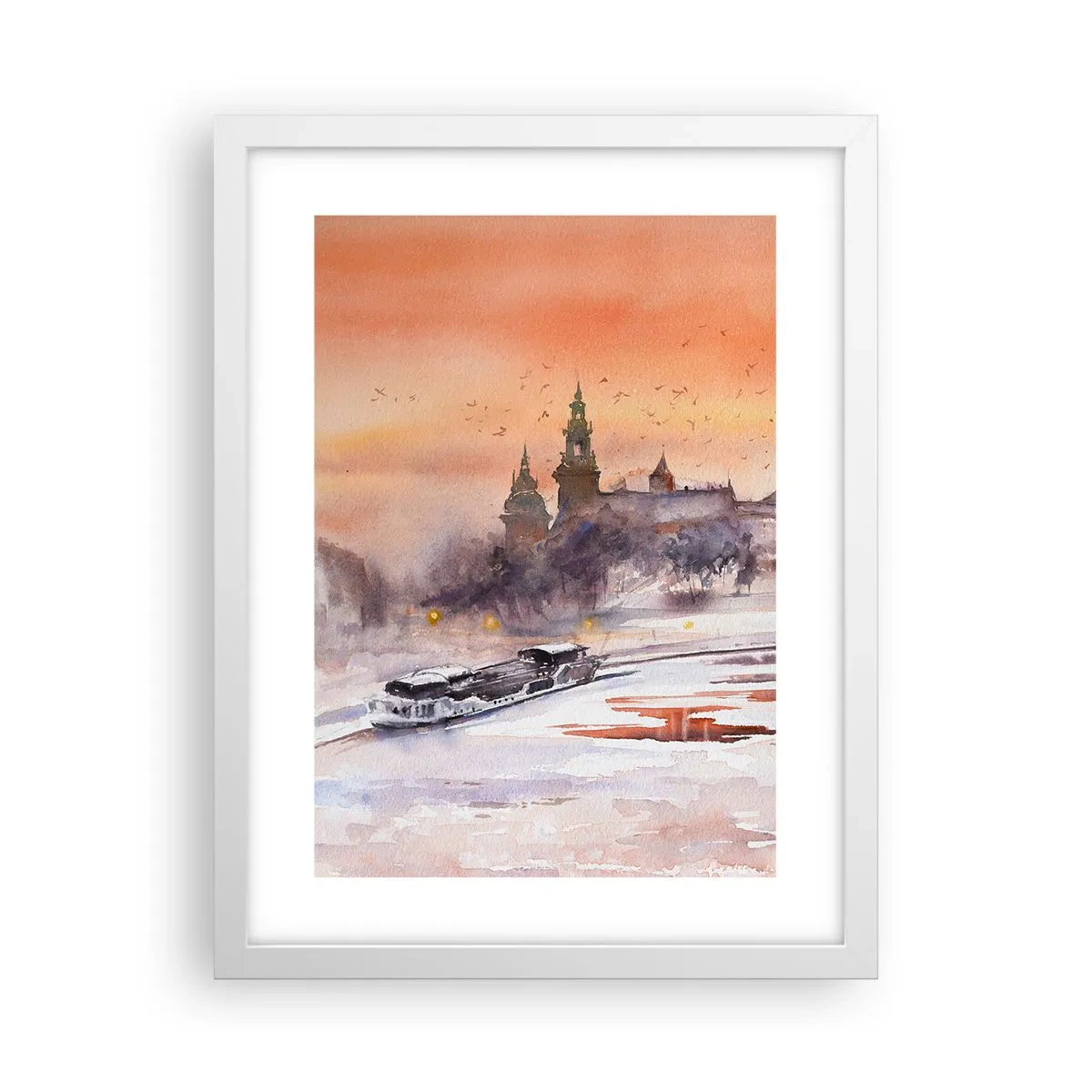 Pôster em moldura branca - Pôr do sol real - 30x40 cm