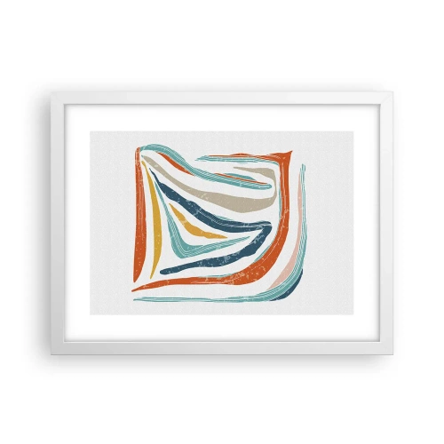 Pôster em moldura branca - Abstração com um sorriso amigável - 40x30 cm