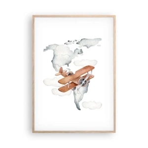 Pôster com moldura de carvalho claro - Com espírito pioneiro - 70x100 cm