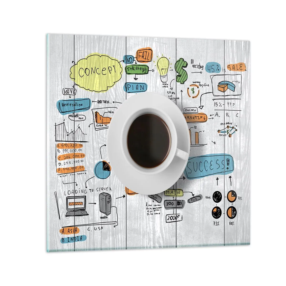 Quadro em vidro - Tempo para uma pausa - 40x40 cm