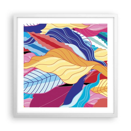Pôster em moldura branca - Bagunça colorida - 50x50 cm
