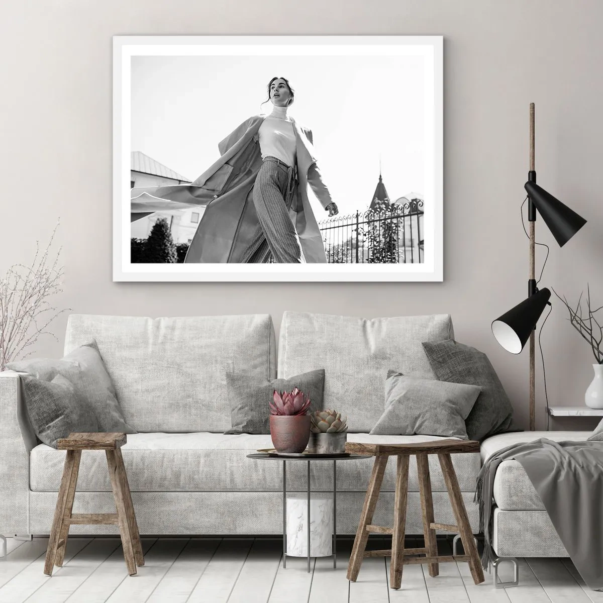 Pôster em moldura branca - Vens comigo? - 40x30 cm