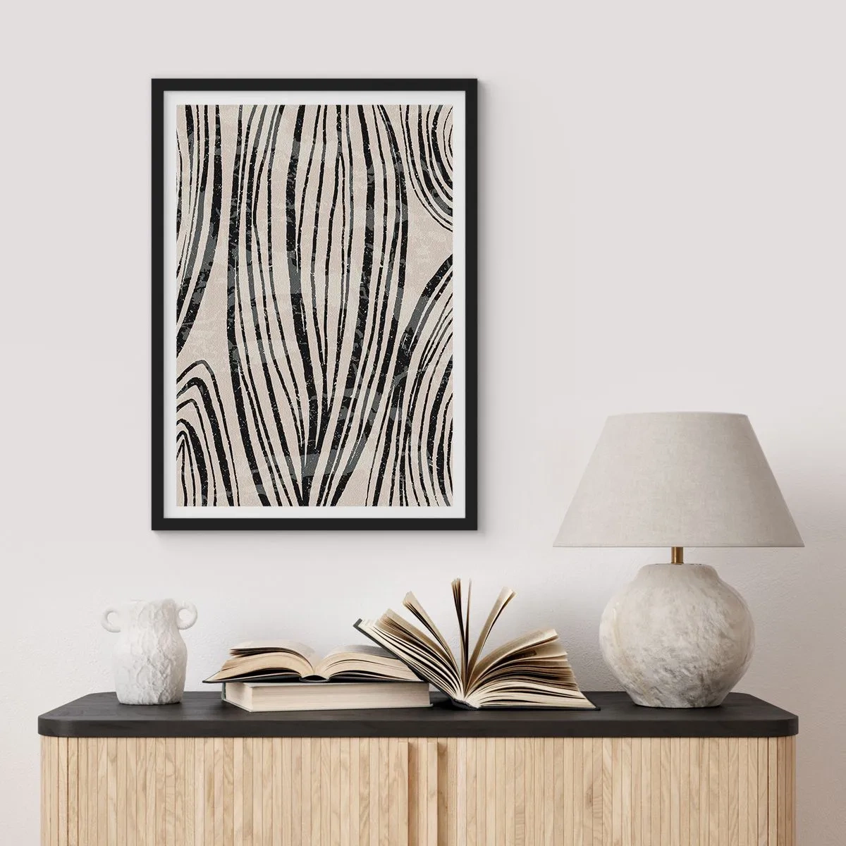 Pôster com moldura preta - Piscina em linha - 30x40 cm