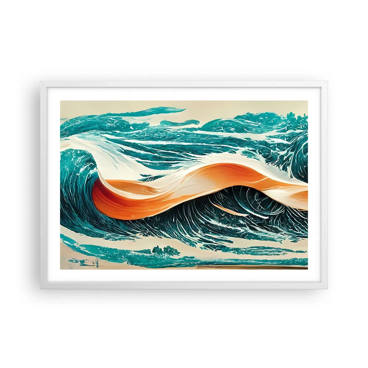 Pôster em moldura branca - O sonho de um surfista - 70x50 cm
