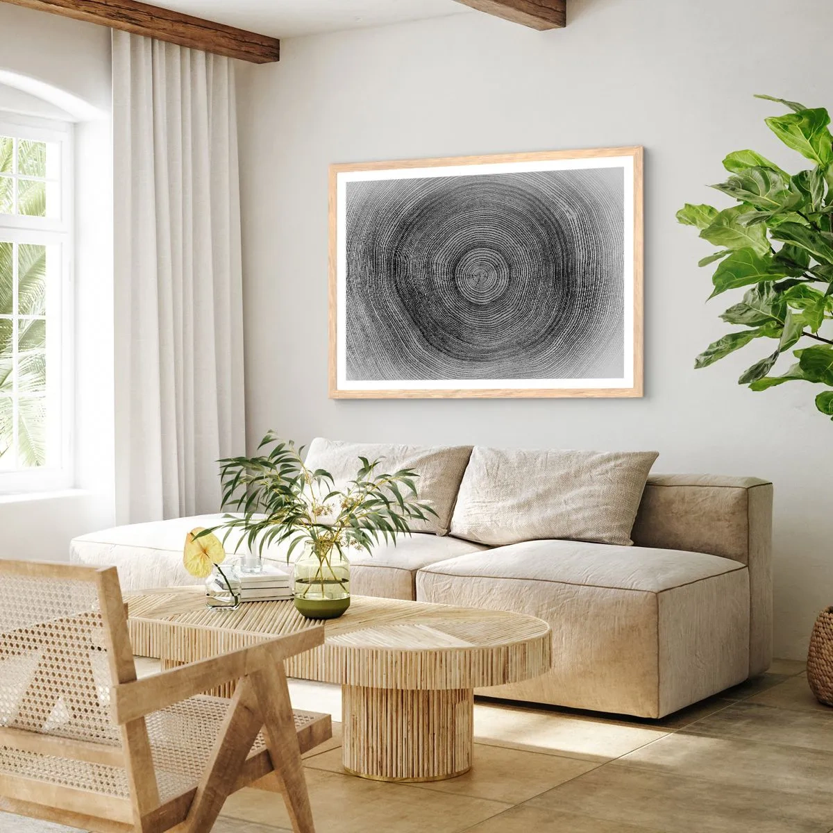 Pôster com moldura de carvalho claro - Sinal dos tempos - 50x40 cm