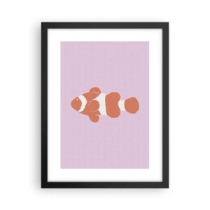 Pôster com moldura preta - Em coral no rosto e na cauda - 30x40 cm