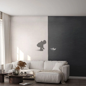 Papel de Parede Autocolante Deluxe Sticker - Grande expedição - Criança, Preto e branco, Água - 100x70 cm