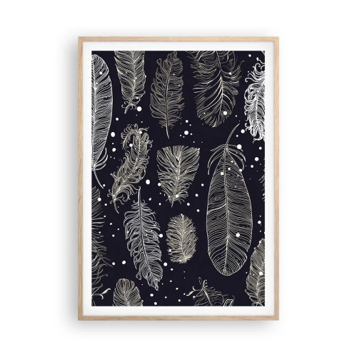 Pôster com moldura de carvalho claro - Rendas de penas - 70x100 cm