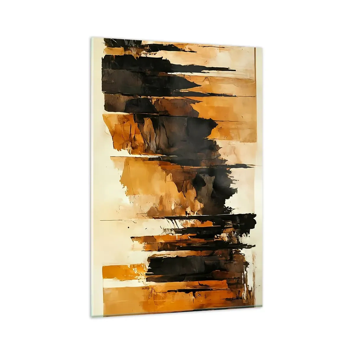 Quadro em vidro - Harmonia de preto e dourado - 80x120 cm