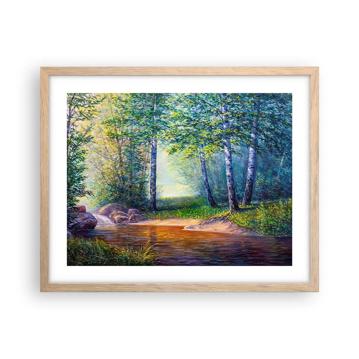 Pôster com moldura de carvalho claro - Cenário idílico - 50x40 cm