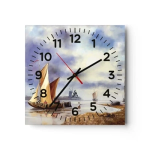 Relógio de parede - Relógio em vidro - O regresso dos marinheiros - 40x40 cm