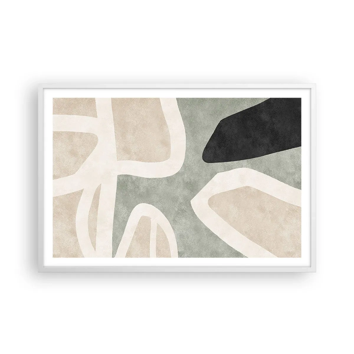 Pôster em moldura branca - Composição com motivo preto - 91x61 cm