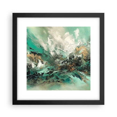 Pôster com moldura preta - Surf esmeralda e preto - 30x30 cm