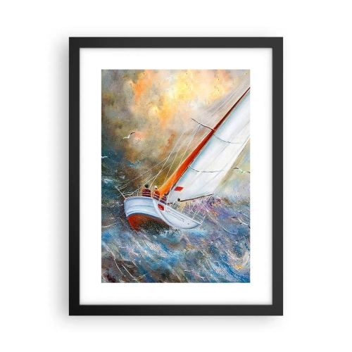 Pôster com moldura preta - Correr sobre as ondas - 30x40 cm