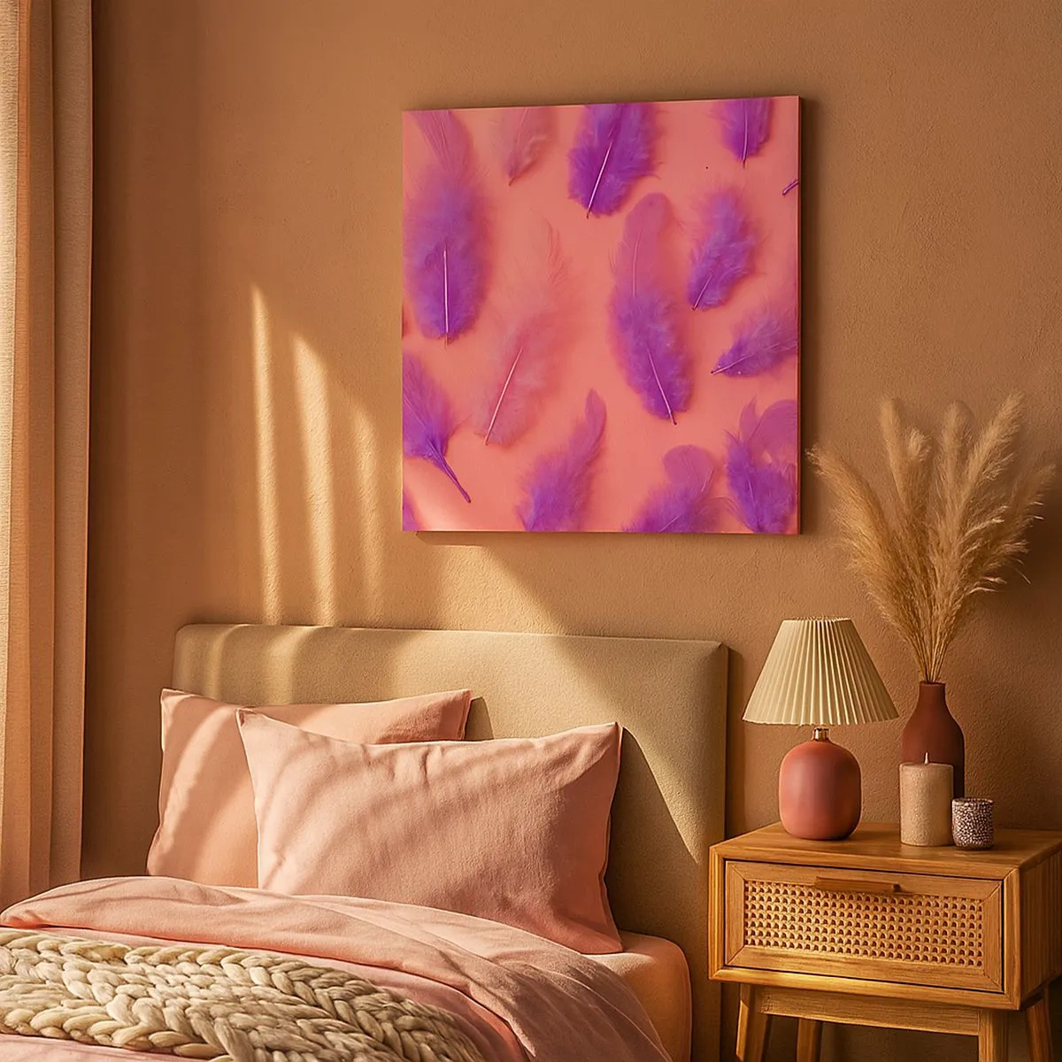 Quadro em tela - Ave lilás do desejo - 30x30 cm