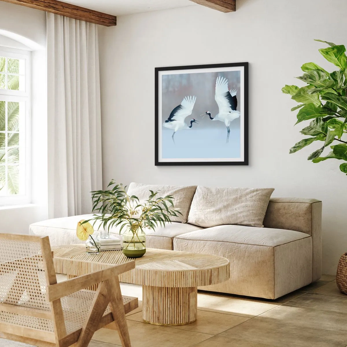 Pôster com moldura preta - Dança no nevoeiro - 30x30 cm