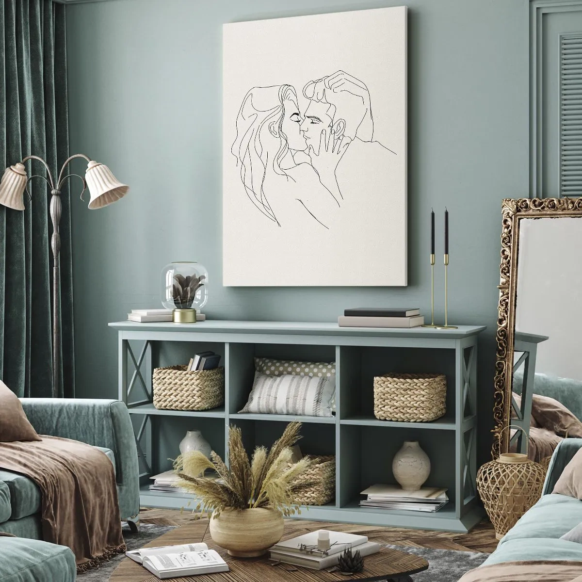 Quadro em tela - Emaranhados pelo sentimento - 45x80 cm