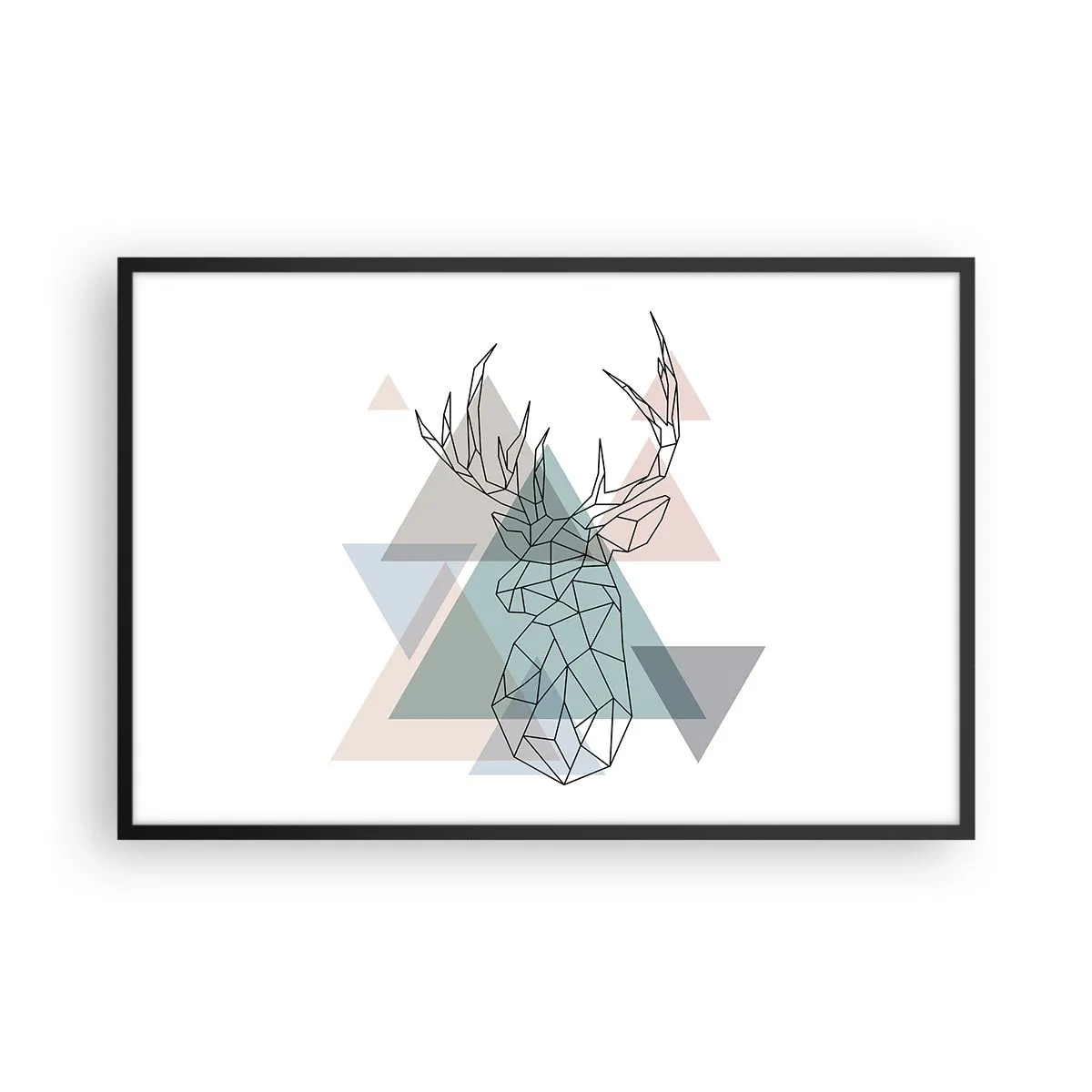 Pôster com moldura preta - Numa floresta geométrica - 91x61 cm