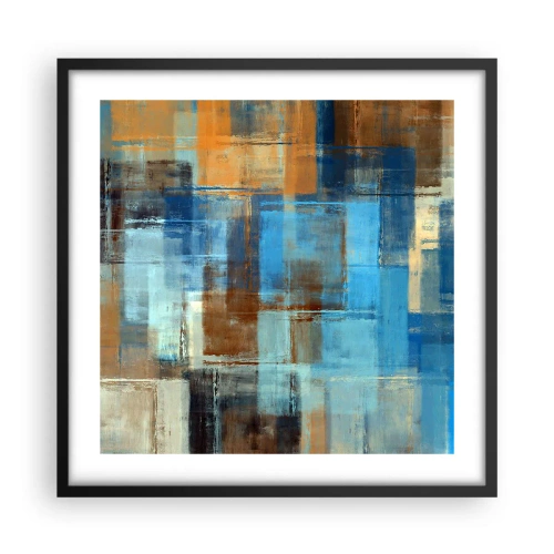 Pôster com moldura preta - Através da cortina azul - 50x50 cm