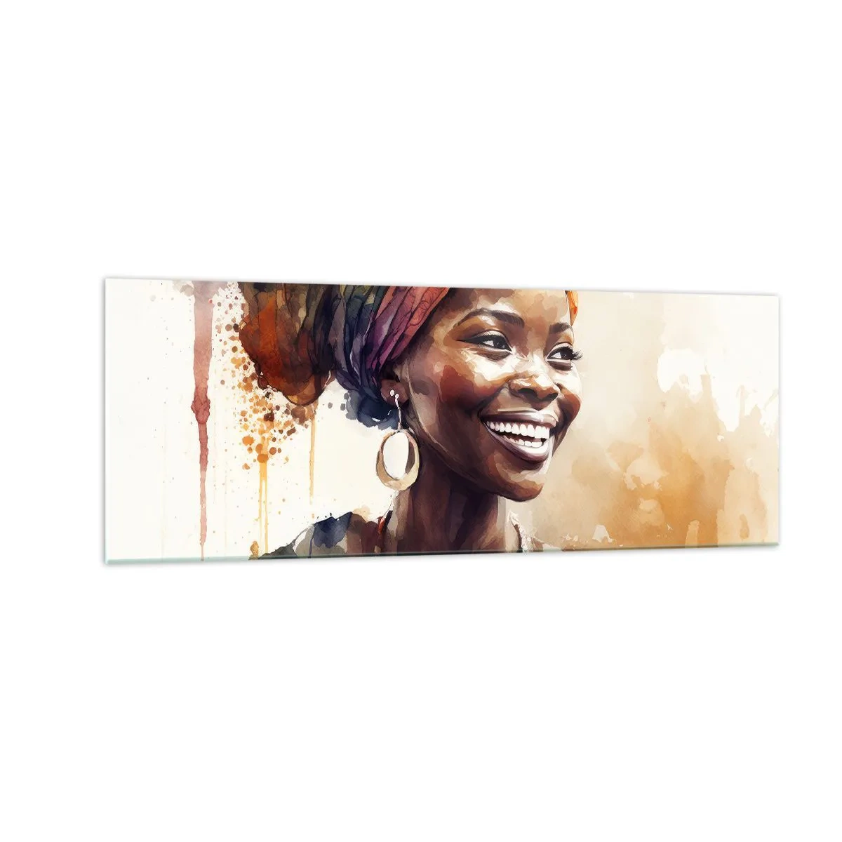 Quadro em vidro - Rainha africana - 140x50 cm