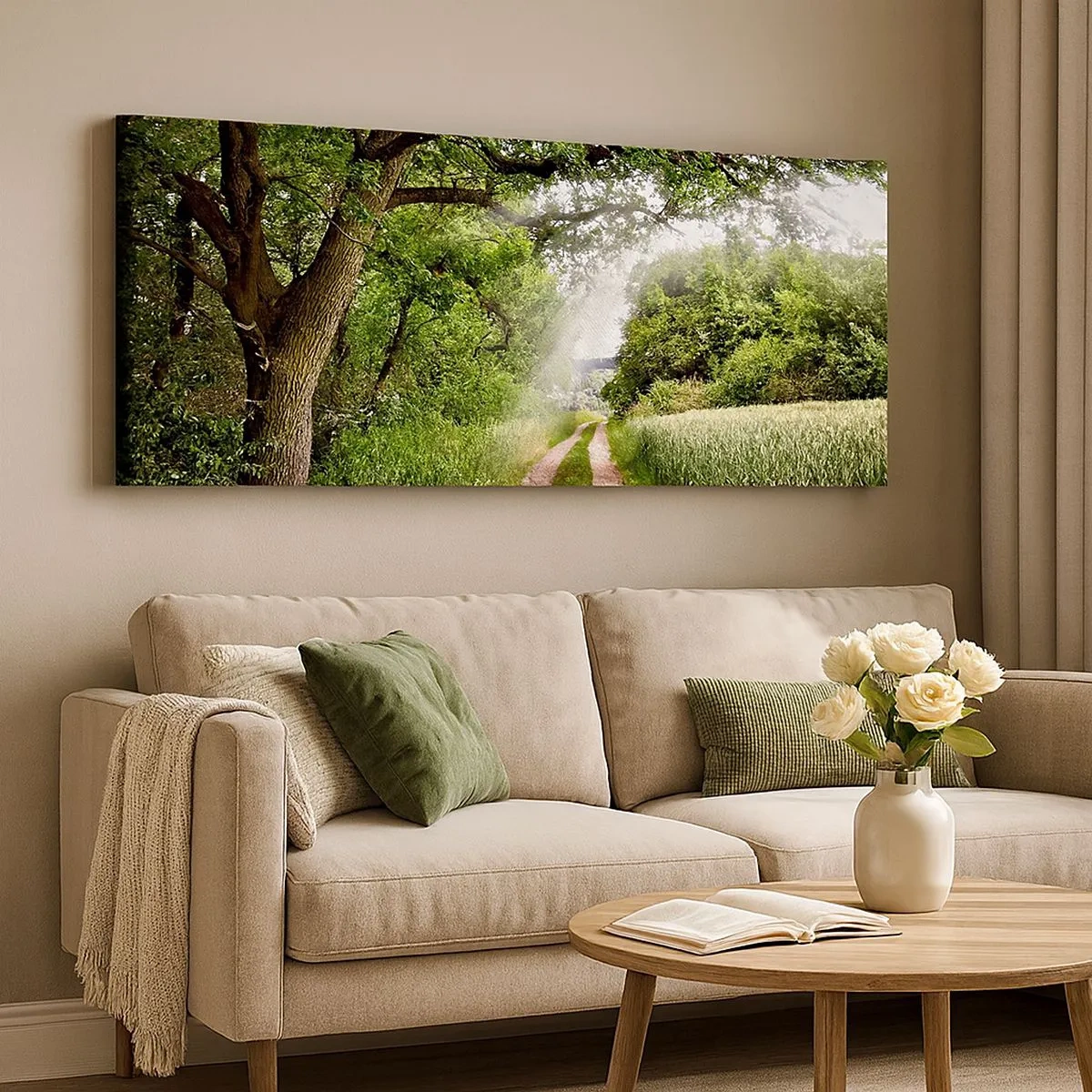 Quadro em tela - Os pastores de Arcadia - 100x40 cm