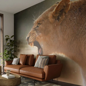 Papel de Parede Premium Canvas - Tente não ouvir - Animais, Leão, África - 450x315 cm